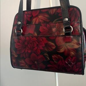 Patricia Nash Black and Red Floral Shoulder Bag